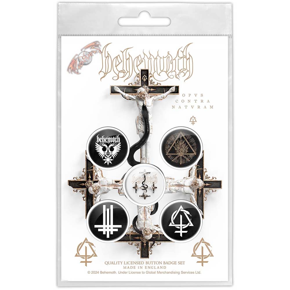 Behemoth - Opvs Contra Natvram Button pin - 5er Set - Schwarz/Weiß